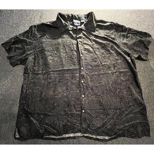 campia button up shirt size 4xl hawaiian black short sleeve easy care rayon coll